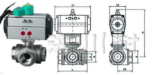 氣動三通絲扣球閥結(jié)構(gòu)圖