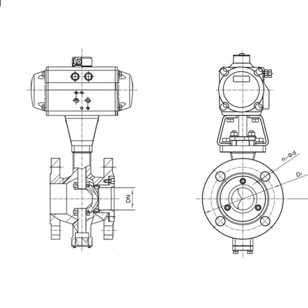 V型氣動(dòng)球閥結(jié)構(gòu)原理圖